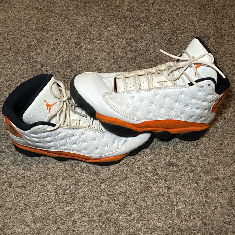 Jordan Men's White and Orange High-Top Sneakers - Picture 1 of 4